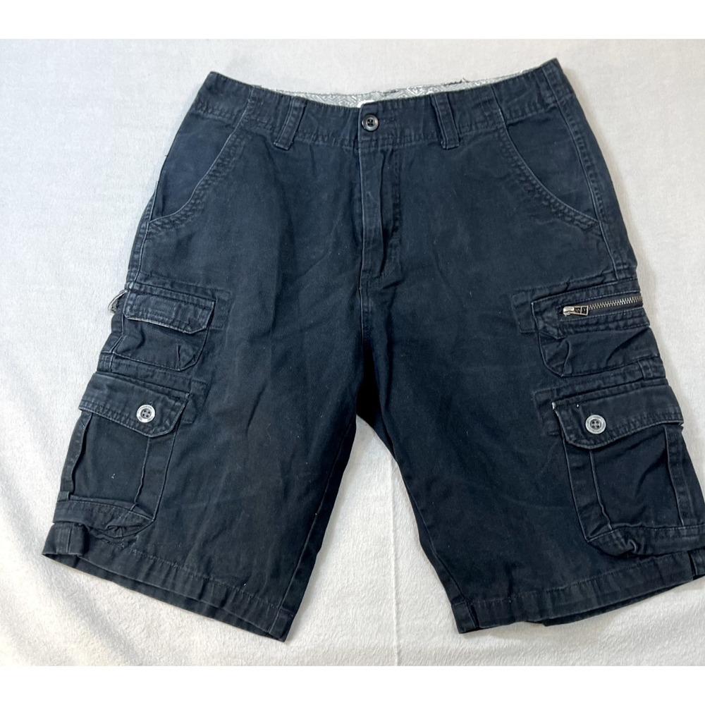 Plugg Cargo Shorts‎ 30 Black Cotton Pockets Coastaway Mens